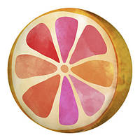 Подушка пуфик круглая Апельсин и грейпфрут 35 см (PP_FLORA014)