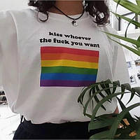 Футболка «Kiss whoever the fuck you want. LGBT»