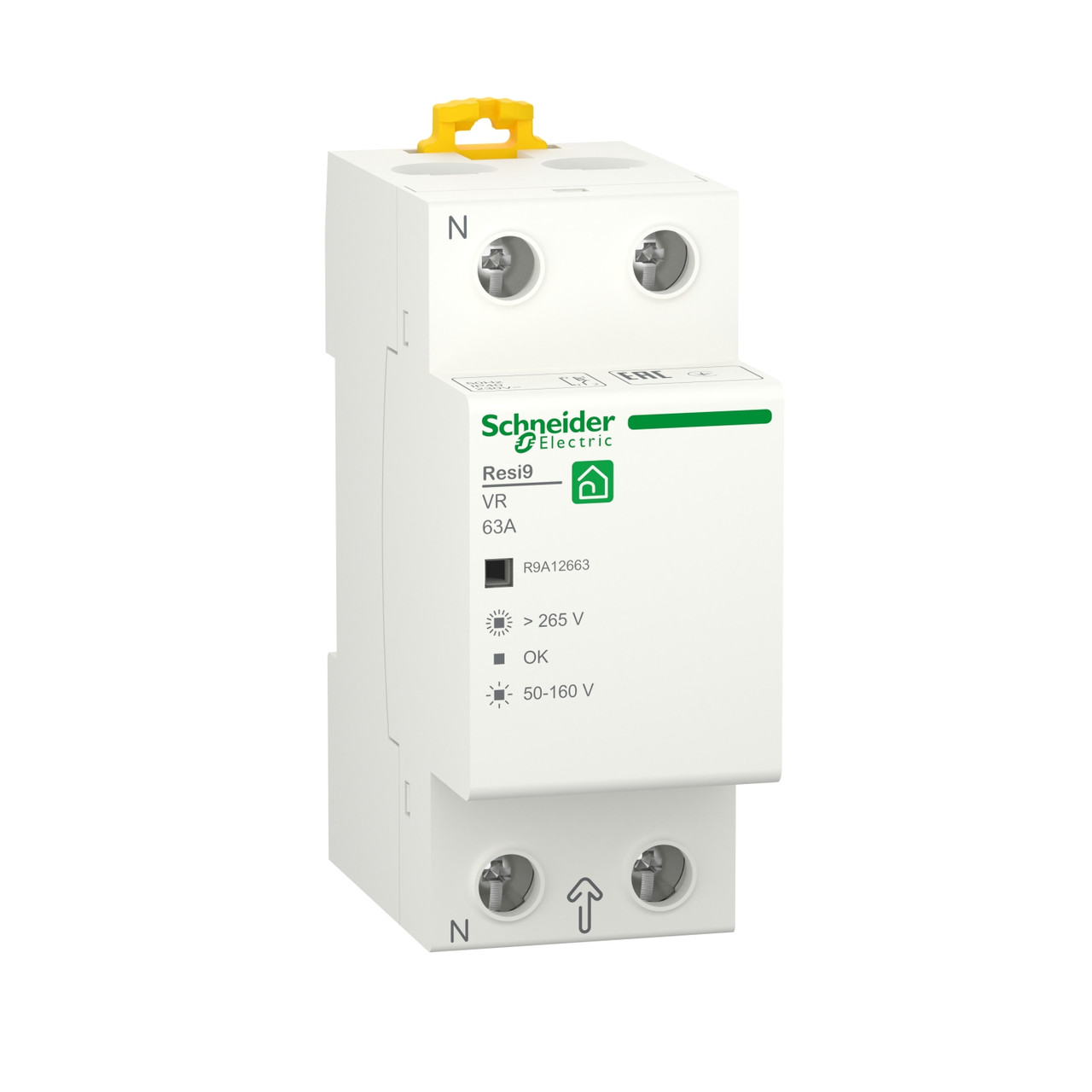 Реле напруги RESI9 Schneider Electric 63A, 1P+N, 230 В, 50 Гц (R9A12663)