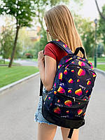 Рюкзак модный городской молодежный качественный с принтом Likee Intruder фиолетовый Темно-синий