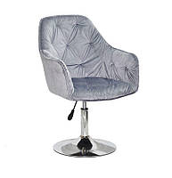 Крісло Mario CH-Base сталевий сірий велюр Y-1024, на хромованій опорі, поворотне з регулюванням висоти, фото 4