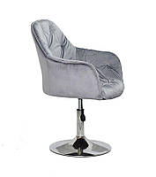 Крісло Mario CH-Base сталевий сірий велюр Y-1024, на хромованій опорі, поворотне з регулюванням висоти, фото 5