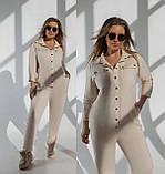 Стильний жіночий літній лляний брючний комбінезон батал із поясом і сорочковим верхом (р.50-56). Арт-3203/48, фото 9