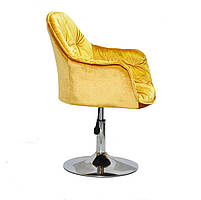 Крісло Mario CH-Base жовтий велюр Y-10 на хромованій круглій опорі, поворотне з регулюванням висоти, фото 5