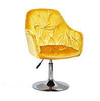 Крісло Mario CH-Base жовтий велюр Y-10 на хромованій круглій опорі, поворотне з регулюванням висоти, фото 4
