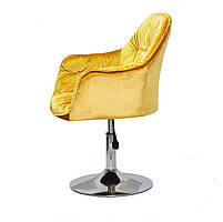 Крісло Mario CH-Base жовтий велюр Y-10 на хромованій круглій опорі, поворотне з регулюванням висоти, фото 3
