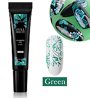 Зеленая гель краска для стемпинга и росписи ногтей, дизайн омбре