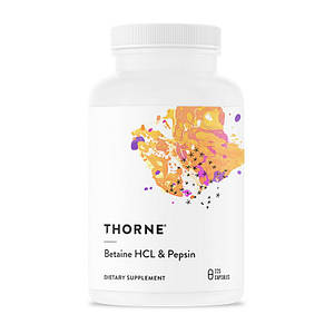 Бетаїн гідрохлорид Thorne Research Betaine HCL & Pepsin 225 caps