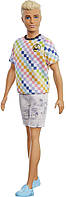 Кукла Кен Модник Barbie Ken Fashionistas Doll with Sculpted Blonde Hair Wearing a Surf-Inspired Checkered