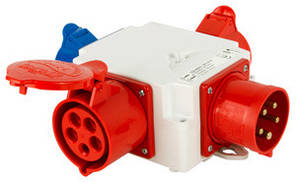 Розгалужувач 32A 3P+N+Z 400V/ 1x32A 3P+N+Z 400V, 1x16A 3P+N+Z 400V, 1x16A 2P+Z 250V, E.NEXT (409-01)