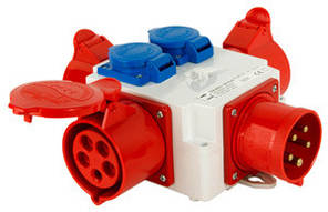 Розгалужувач 32A 3P+N+Z 400V/ 2x32A 3P+N+Z 400V, 1x16A 3P+N+Z 400V, 2x16A 2P+Z 250V, E.NEXT (406-01)