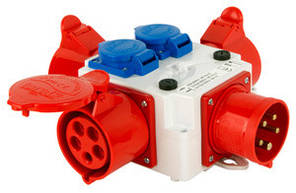 Розгалужувач 32A 3P+N+Z 400V/ 3x32A 3P+N+Z 400V, 2x10A 2P+Z 250V, E.NEXT (408-032)