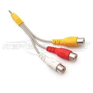 Кабель AV jack 3.5 mm to 3RCA(мама),0,2 м, фото 2