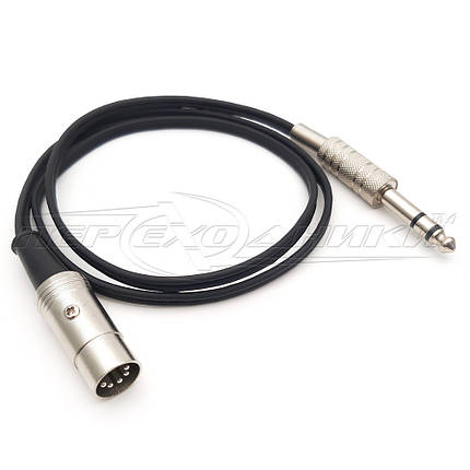 Кабель 5 pin DIN метал на jack 6.3 mm метал стерео, у екрані плоский, фото 3