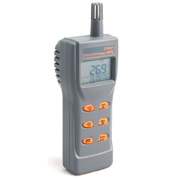 Портативный газовый анализатор / термогигрометр (СО2, СО, RH, T) USB AZ-77597 - фото 1 - id-p1467561976