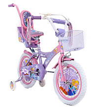 Дитячий велосипед для дівчинки рожевий 14 дюймів ICE FROZEN (Холодне Серце, Ельза) з кошиком і багажником