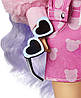 Лялька Барбі Екстра Модниця в джинсовій куртці з принтом Рожевий плюшевий ведмедик Barbie Extra Doll (GXF08), фото 4