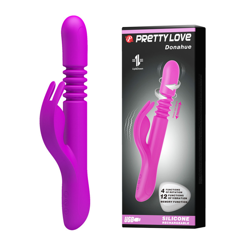 Вібратор із ротацією і зворотно-поступальними рухами Pretty Love Donahue Vibrator Pink, 26,8х3,4 см