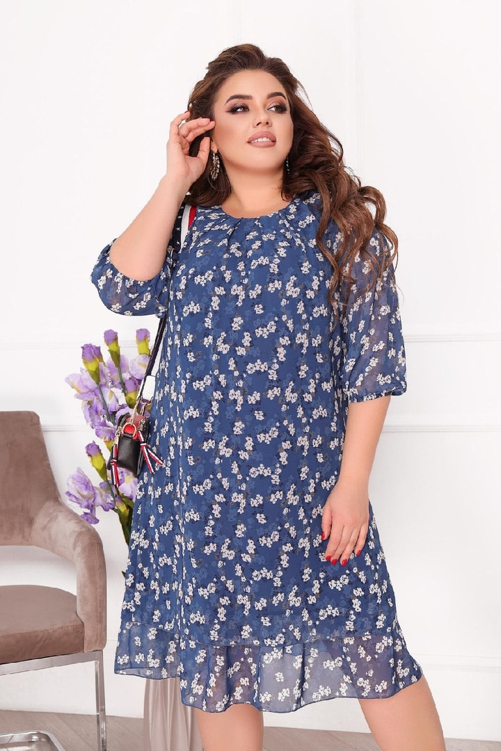 Шифонова сукня БАТАЛ в кольорах 83459