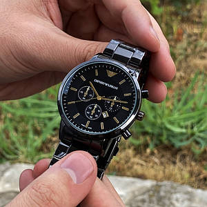 Стильні годинники Emporio Armani QQ All Black Чоловічі наручні годинники в чорному кольорі 1001-0287