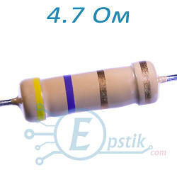 Резистор 4.7 Ом ±1% CFR 2Вт вивідний