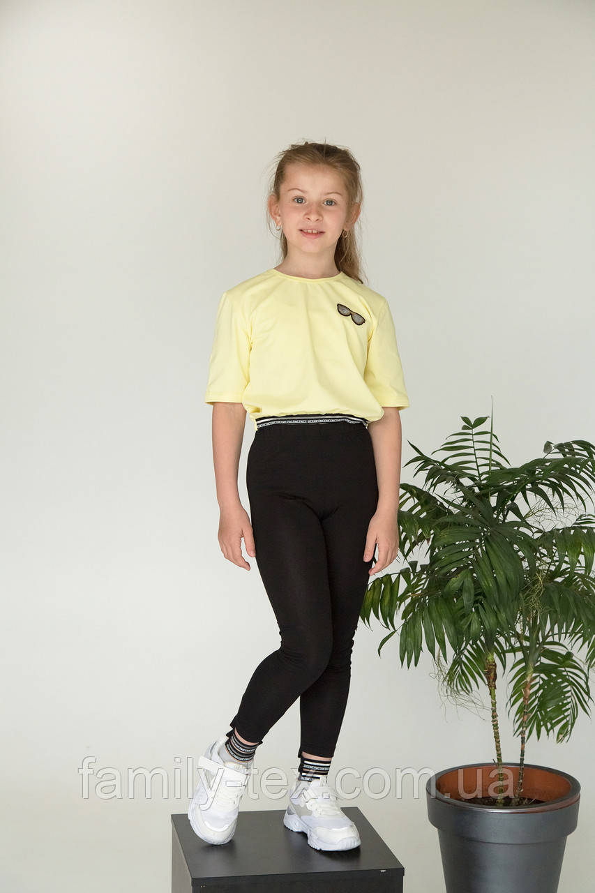 Чорні лосини для дівчинки, трикотажні  SmileTime Choice, фото 1