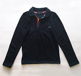Сорочка поло з довгим рукавом для хлопчика, темно-синя, розміри 152 — 164