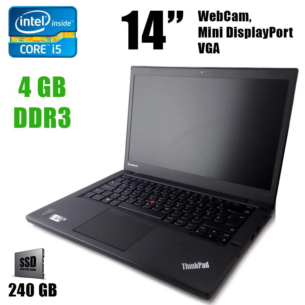 Lenovo ThinkPad T440s / 14" / Intel Core i5-4200U (2(4)ядра по 1.6 - 2.6GHz) / 8GB DDR3 / 240GB SSD /  Mini DisplayPort, VGA, USB, WebCam