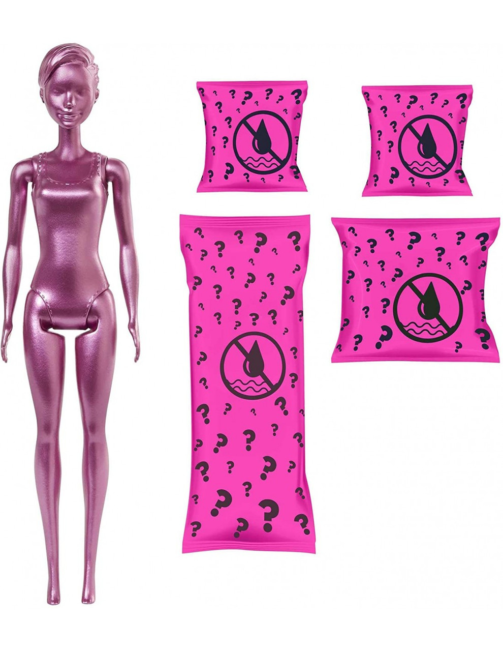 Лялька Барбі з 7 сюрпризами Кольорове перетворення S5 Barbie Color Reveal Doll Glitter Series фіолет (GTR93)