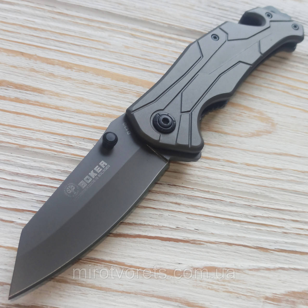 Ніж інерційний Boker, фліппер, склобій, стропоріз, фіксація гвинтів, антивідблиск, MR\BOK\B130