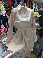 Демисезонное Нарядное платье рубашка для девочки бежевое размер 152 158 164
