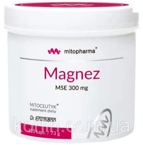 Магній 300 мг поступового вивільнення 120 кап Magnez MSE Dr. Enzmann Mitopharma Німеччина Доставка з ЄС