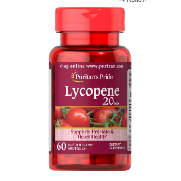 Ликопин Puritan's Pride Lycopene 20 мг, 60 капсул - фото 1 - id-p1467753087
