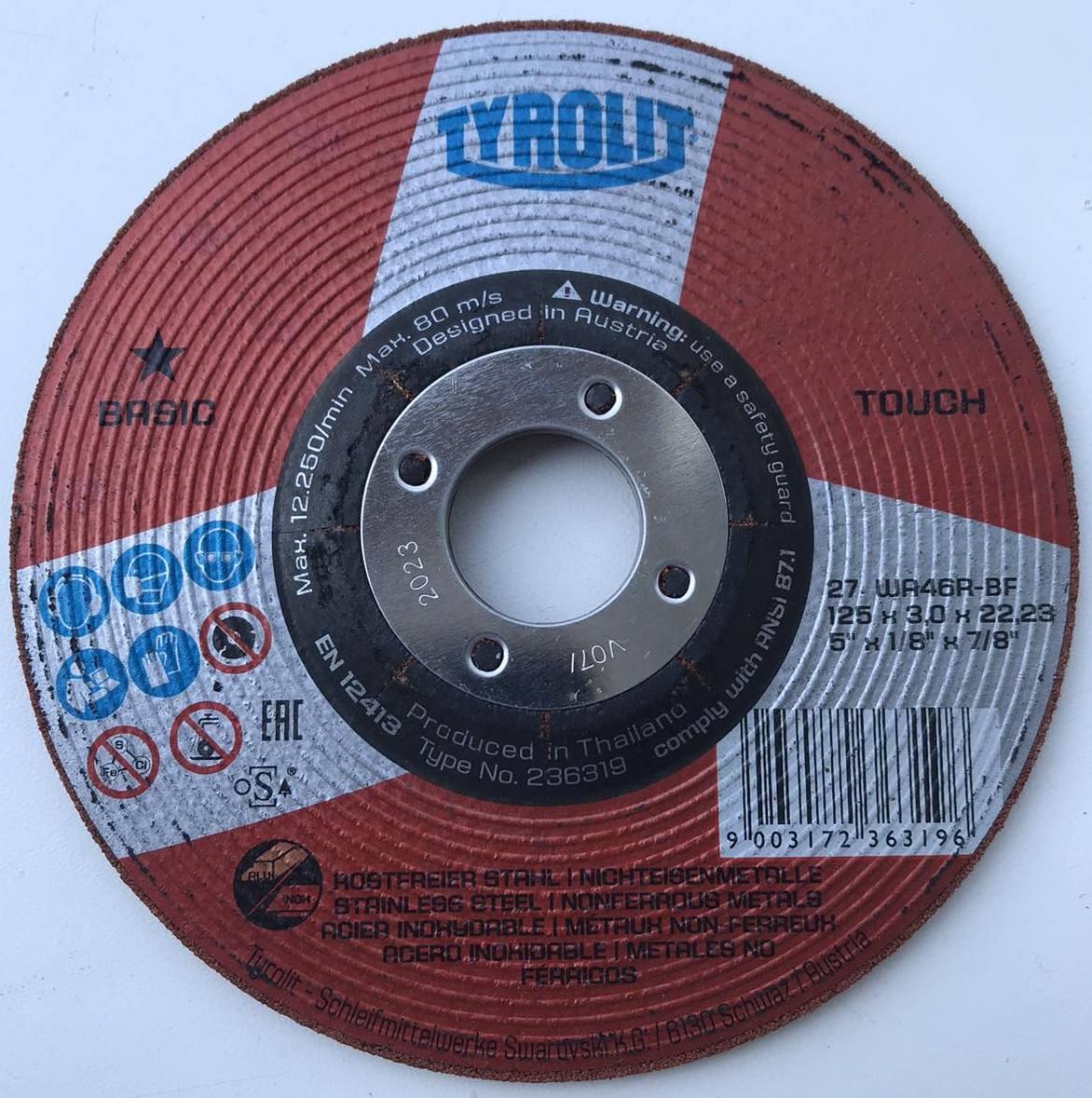 Шліфувальний круг Tyrolit Basic Touch WA46R-BF 125x3,0x22,23