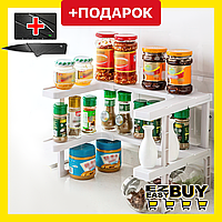 Складная двухэтажная полка органайзер для специй на кухню Spicy Shelf