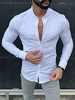 Мужская рубашка белая стильная классическая молодежная повседневная