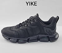 Мужские кроссовки Yike демисезонные из непромокаемой плащовки черные 41-45 размер