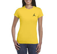 Футболка Джордан женская хлопковая, спортивная летняя футболка Jordan, Турецкий хлопок, S Желтая