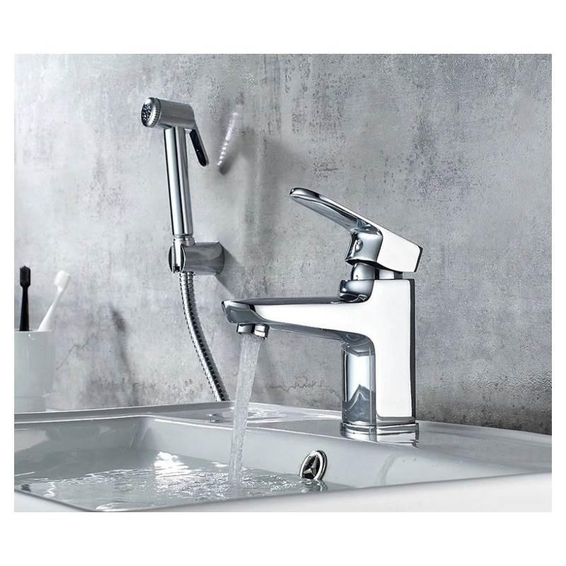 Змішувач для умивальника SANTEP 1209 з гігієнічною лійкою, латунь, хром, фото 1