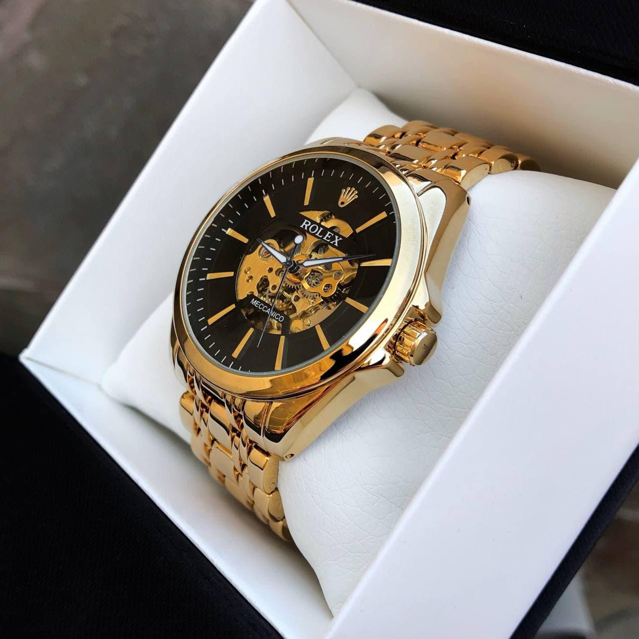 Купить Мужские механические часы Rolex (Ролекс) золотые черный ...