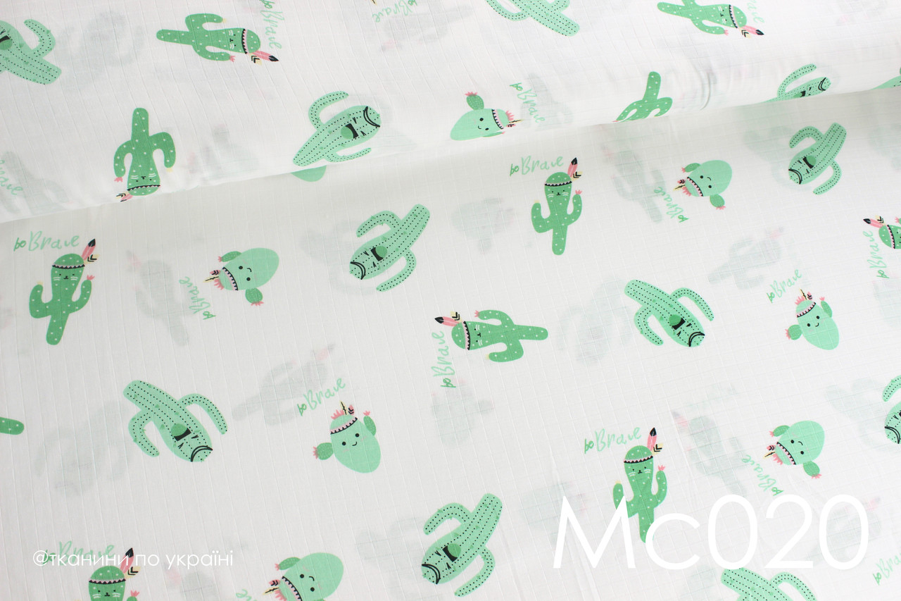 Тканина Муслін Кактуси зелені