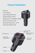 Трансмітер, ФМ-модулятор C4 Bluetooth V5.0 5 V 3.1 A Dual USB Car Charger FM Transmitter, фото 2