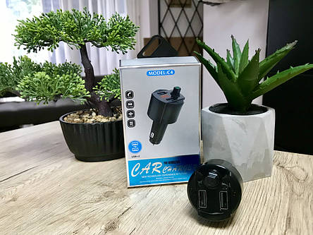 Трансмітер, ФМ-модулятор C4 Bluetooth V5.0 5 V 3.1 A Dual USB Car Charger FM Transmitter, фото 2