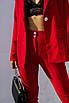 Стильний червоний брючний костюм-двійка з крепу, фото 5
