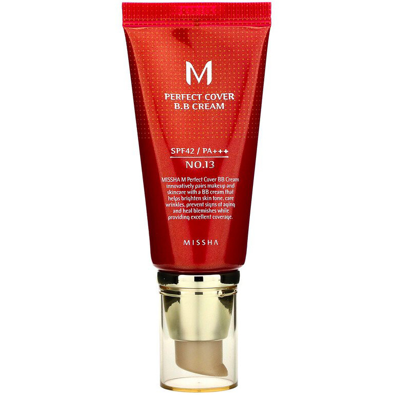 ВВ-крем з ідеальним покриттям Missha "M Perfect Cover B.B Cream" No13 яскраво-бежевий, SPF 42 PA+++ (50 мл), фото 1