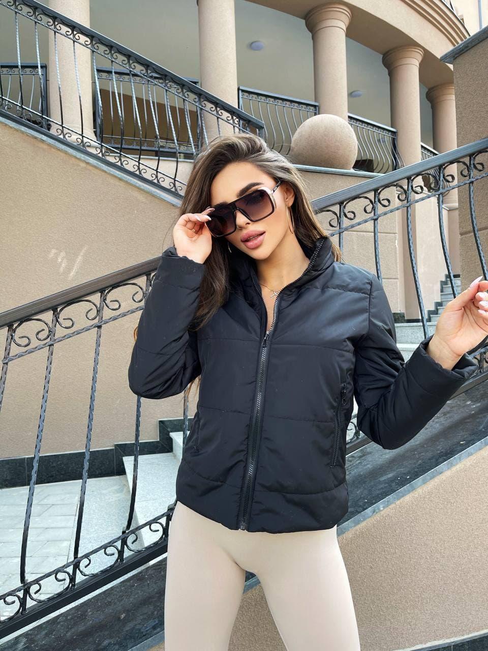 Женская Короткая Демисезонная Куртка Черная — Купить Недорого на Bigl ...