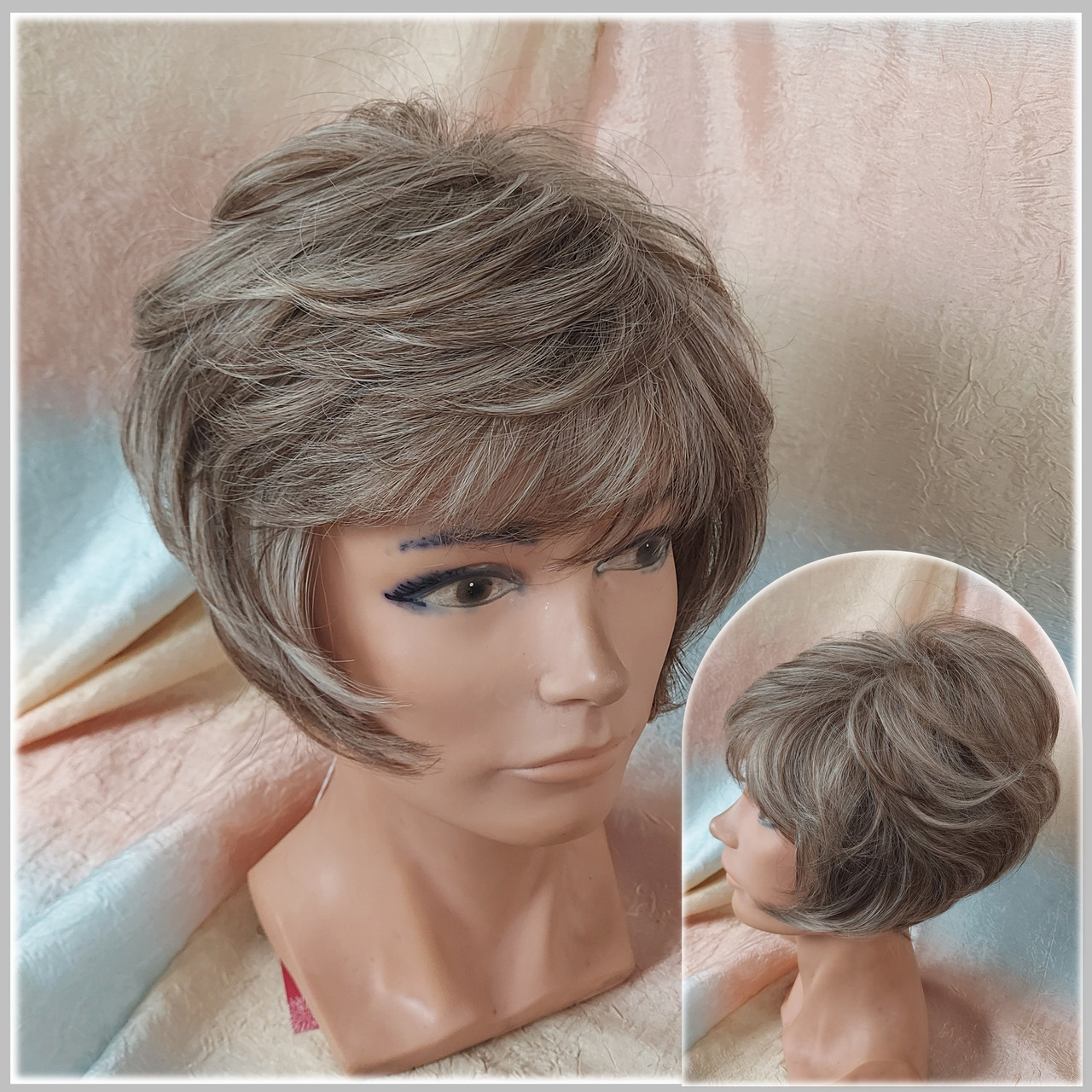 Перука пишна боб-каре термоволосся попелясто - русявий 2851-RH12, фото 1