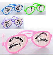 Аксессуары для праздника M 6227 (720шт) очки, принт-глаза, 4 вида / 4 цвета, в кульке, 15,5-5-1,5см