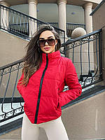 Короткая стильная красная демисезонная куртка женская 42/44