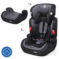 Автокрісло ME 1008 JUNIOR Grey (1шт) дитяче, 2в1, группа1-2-3 (9-36кг), 5точ.рем, рег.подг, черн-сір